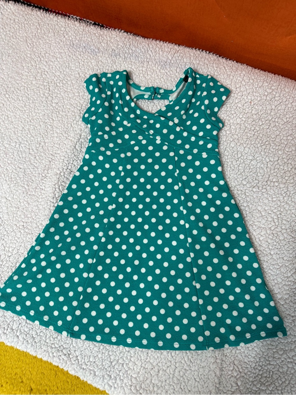 Girls Teal Polka Dot Dress - Cute Casual Knit Dress jessica Simpson nwot